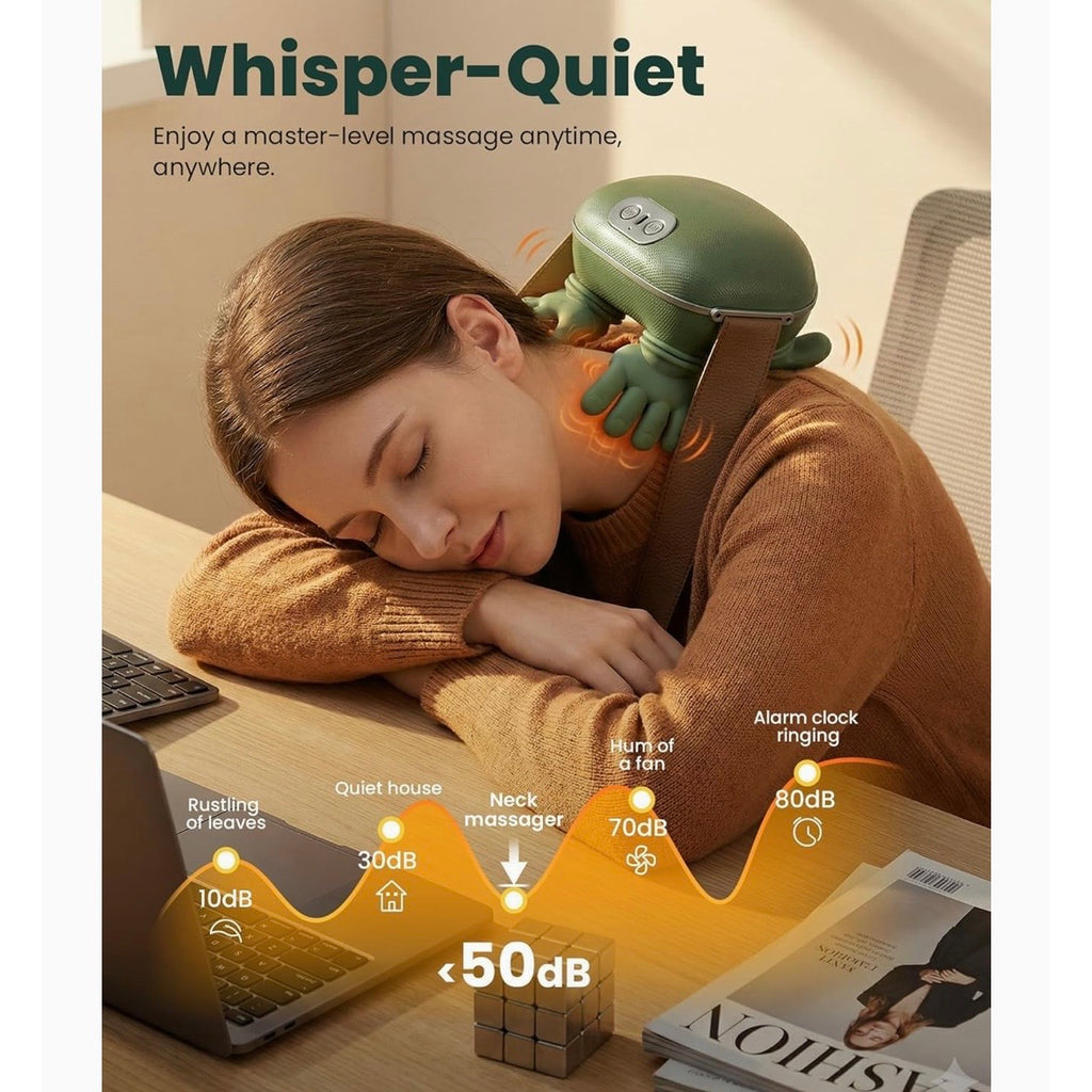 Heated Neck & Back Massager – Wireless Portable Shiatsu Deep Tissue 4D Kneading Massage Pillow with Heat Therapy for Pain Relief & Muscle Relaxation (Green)