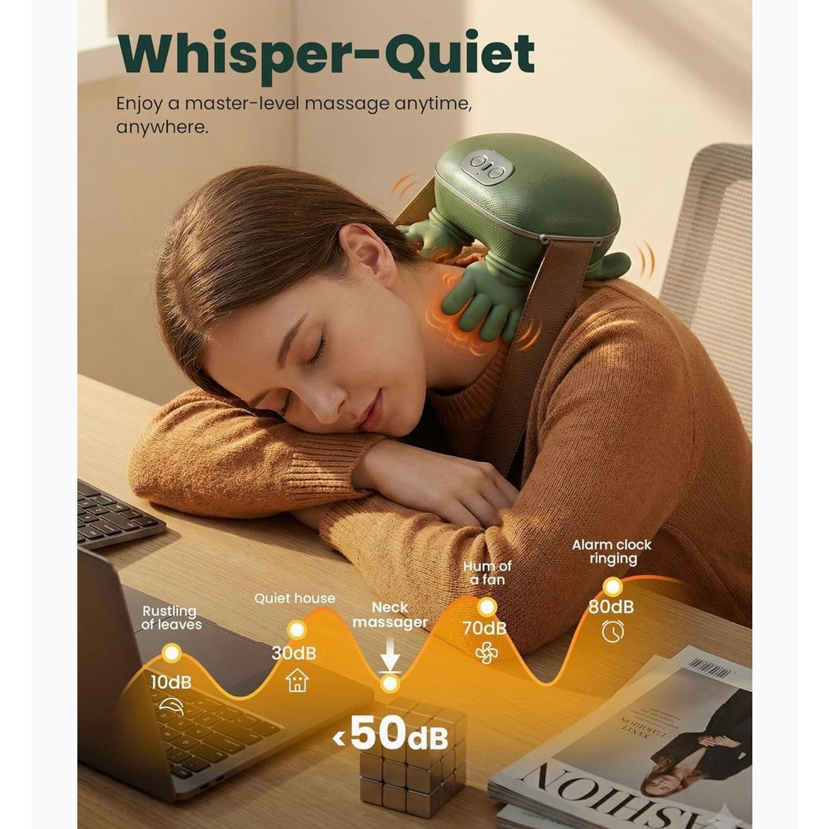 Heated Neck & Back Massager – Wireless Portable Shiatsu Deep Tissue 4D Kneading Massage Pillow with Heat Therapy for Pain Relief & Muscle Relaxation (Green)