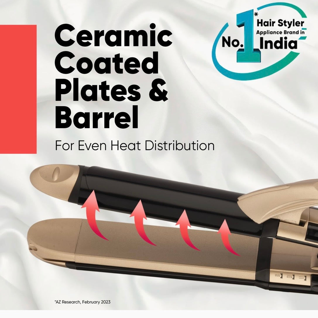 Vega 3-in-1 Hair Styler for Women | Straightener, Curler & Crimper