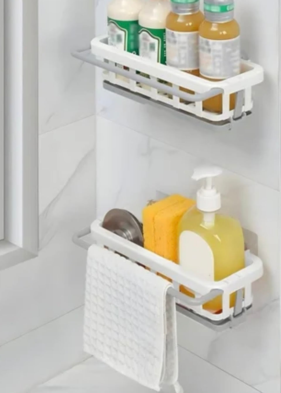 Plastic Kitchen Wall Holder – Self-Adhesive Multi-Purpose Storage Organizer